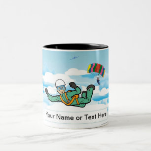 Tasse 2 Couleurs Skydiving - grand-père Cartoon par PrintedPerfecti