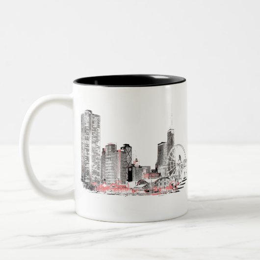 Tasse 2 Couleurs Skyline de Chicago (Gauche)