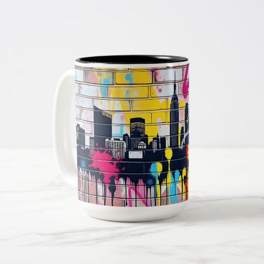 Tasse 2 Couleurs Skyline urbain peint en Spray (Devant gauche)