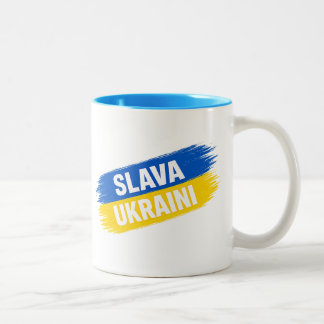 Tasse 2 Couleurs Slava Ukraïni, Gloire à l'Ukraine Café Deux Tons