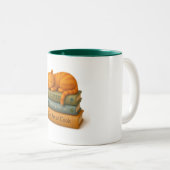 Tasse 2 Couleurs Sleeping Cat on Books. (Devant droit)