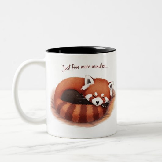 Tasse 2 Couleurs Sleepy Red fox Mug, 'Five More Minutes' Cup" (Gauche)
