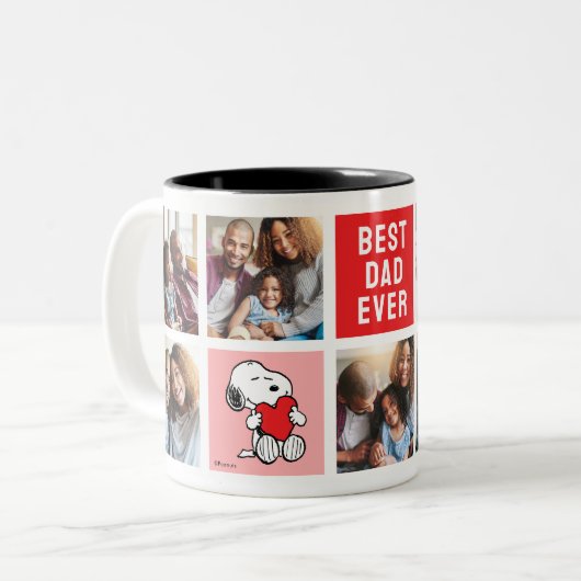 Tasse 2 Couleurs Snoopy Heart | Papa Photo Collage (Devant gauche)