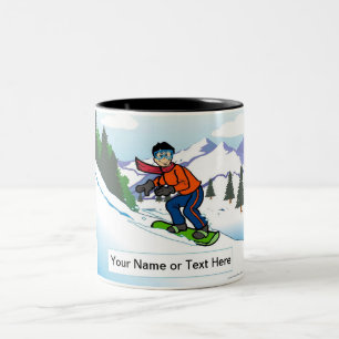 Tasse 2 Couleurs Snowboard personnalisé - Dessin masculin