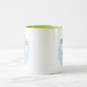 Tasse 2 Couleurs Snowdrops - Fleurs de printemps sur aquarelle bleu (Centre)