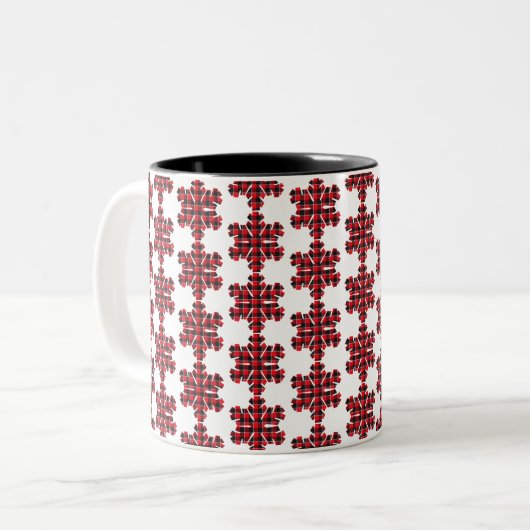 Tasse 2 Couleurs Snowflake Plaid Red Black Buffalo (Devant gauche)