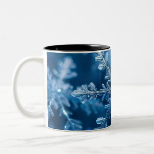 Tasse 2 Couleurs Snowflakes De Noël En Art numérique Couleur Bleue
