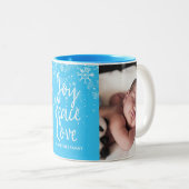 Tasse 2 Couleurs Snowflakes Photo et nom (Devant droit)