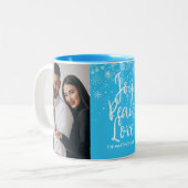 Tasse 2 Couleurs Snowflakes Photo et nom (Devant gauche)