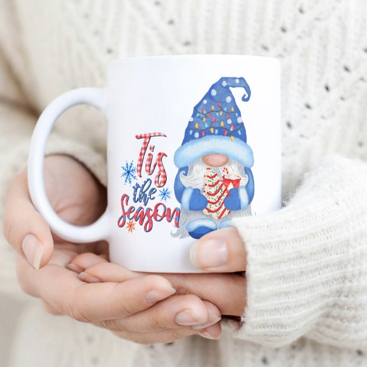 Tasse 2 Couleurs Snowflakes String Lights Red Blue Gnome Noël