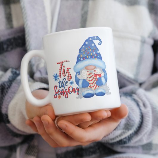 Tasse 2 Couleurs Snowflakes String Lights Red Blue Gnome Noël