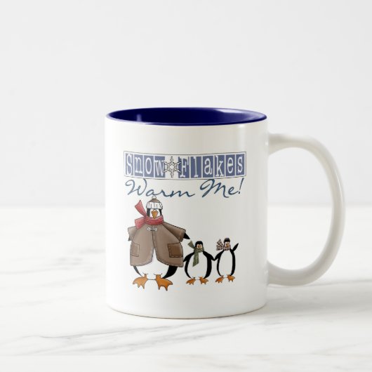 Tasse 2 Couleurs Snowflakes Warm Me Tshirts et cadeaux de vacances (Droit)