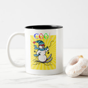 Tasse 2 Couleurs Snowman coloré Ski drôle mignon snowman ski