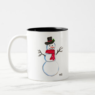 Tasse 2 Couleurs Snowman Mignonne Visage Enfants Hiver Snowmen