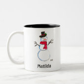 Tasse 2 Couleurs Snowman Mignonne Visage Enfants Hiver Snowmen Deux (Gauche)