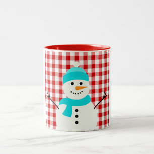 Tasse 2 Couleurs Snowman sur Plaid