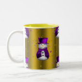 Tasse 2 Couleurs Snowman violet à Noël d'or (Gauche)