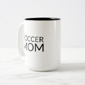 Tasse 2 Couleurs Soccer Maman, noir blanc céramique (Devant gauche)