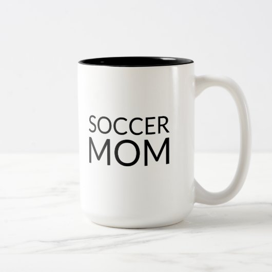 Tasse 2 Couleurs Soccer Maman, noir blanc céramique (Droit)