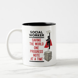 Tasse 2 Couleurs Social Worker Funny Progress Note Social Work