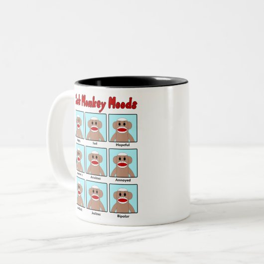 Tasse 2 Couleurs Sock Monkey Moods (Devant gauche)