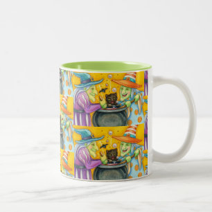 TASSE 2 COULEURS SOEURS DE TÉMOIGNAGE, CHAT NOIR & HALLOWEEN BREW