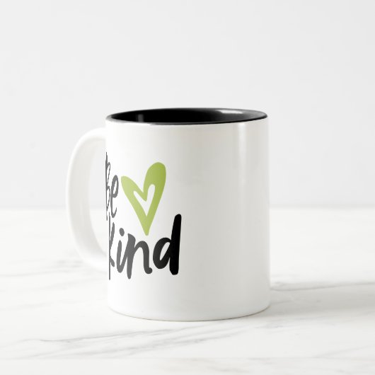 Tasse 2 Couleurs Sois comme Brossé Script Coeur (Devant gauche)