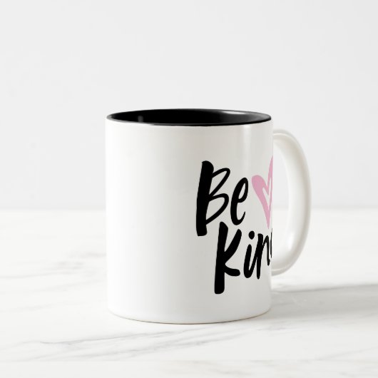 Tasse 2 Couleurs Sois comme Brossé Script Coeur (Devant droit)