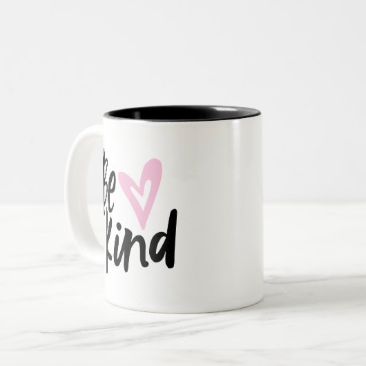 Tasse 2 Couleurs Sois comme Brossé Script Coeur (Devant gauche)