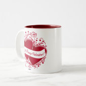 Tasse 2 Couleurs Sois Ma Drôle Saint-Valentin ! Cœurs rouges (Devant gauche)