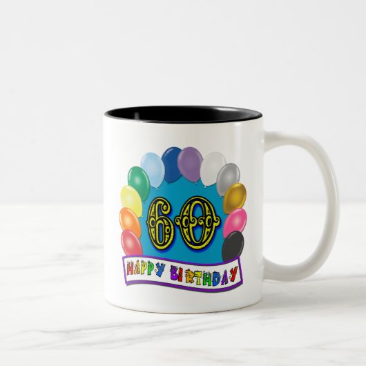 Tasse 2 Couleurs soixantième Marchandises de ballons de joyeux (Droit)