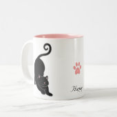 Tasse 2 Couleurs Soleil salutation vers le bas chaton noir yoga cha (Devant gauche)