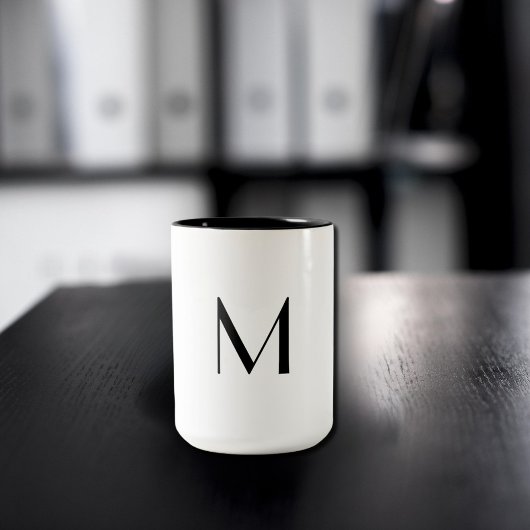 Tasse 2 Couleurs  solid white - add  black monogram  