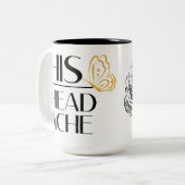 Tasse 2 Couleurs Son mal de tête drôle (Devant gauche)