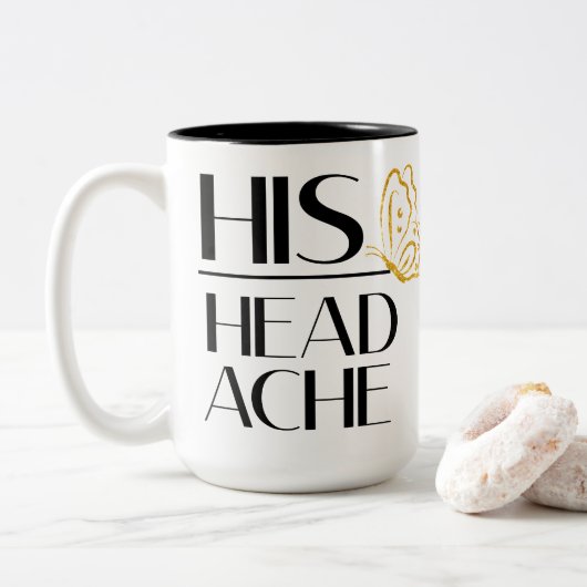 Tasse 2 Couleurs Son mal de tête drôle (Avec donut)