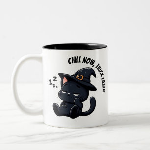 Tasse 2 Couleurs Sorcier Chat Endormi Zzz Halloween