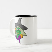 Tasse 2 Couleurs Sorcière verte d'Halloween (Devant gauche)