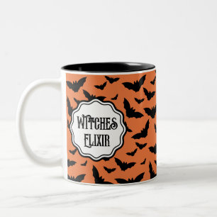Tasse 2 Couleurs Sorcières de chauve-souris orange customisées Elix