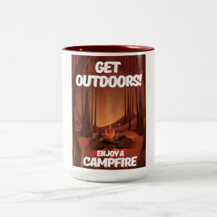 Tasse 2 Couleurs Sortez dehors ! Profitez d'un feu de camp