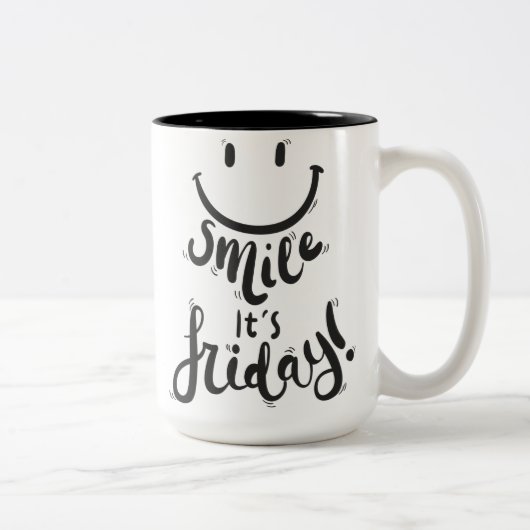 Tasse 2 Couleurs Souriez son vendredi heureux (Droit)