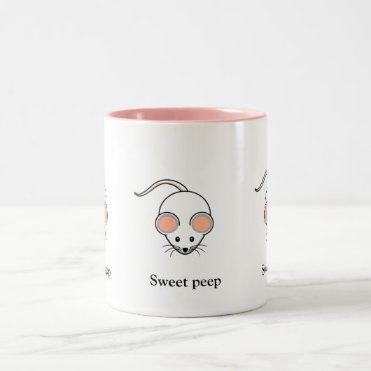 Tasse 2 Couleurs Souris blanc & calligraphie (Centre)