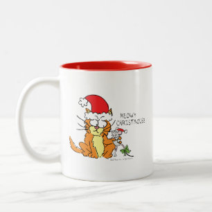 Tasse 2 Couleurs Souris de chat Noël Drôle Cartoon mignonne
