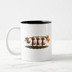 Tasse 2 Couleurs Souris Fantaisistes Transportant une Illustration