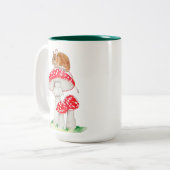 Tasse 2 Couleurs Souris mignonne à la mouche aquarelle agarique (Devant gauche)