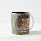 Tasse 2 Couleurs Souris rustique aquarelle (Devant droit)