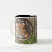 Tasse 2 Couleurs Souris rustique aquarelle (Devant gauche)