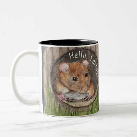 Tasse 2 Couleurs Souris rustique aquarelle (Gauche)