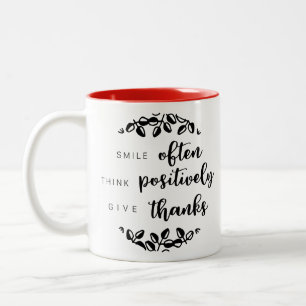 Tasse 2 Couleurs Souris souvent - Pense positivement - Remerciement