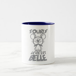Tasse 2 Couleurs souris vie belle citation humour