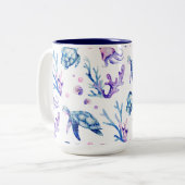 Tasse 2 Couleurs Sous la mer les créatures sans couture motif (Devant gauche)